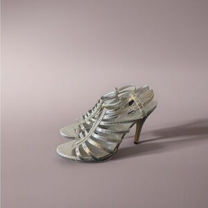 Glaze Casey Silver‎ Strappy Zipper Heels